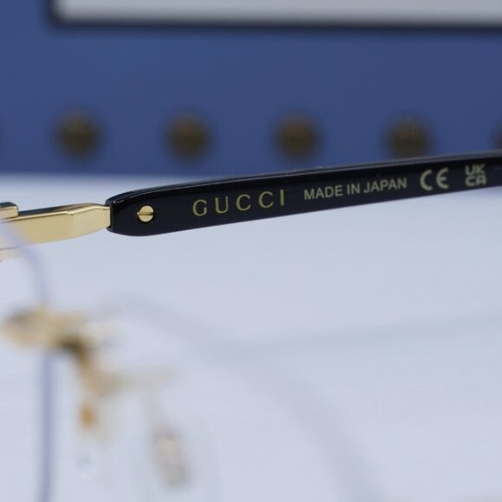 Gucci GG1221O 001 Rectangle Eyeglasses - Gold/Black 56mm - Picture 7 of 10